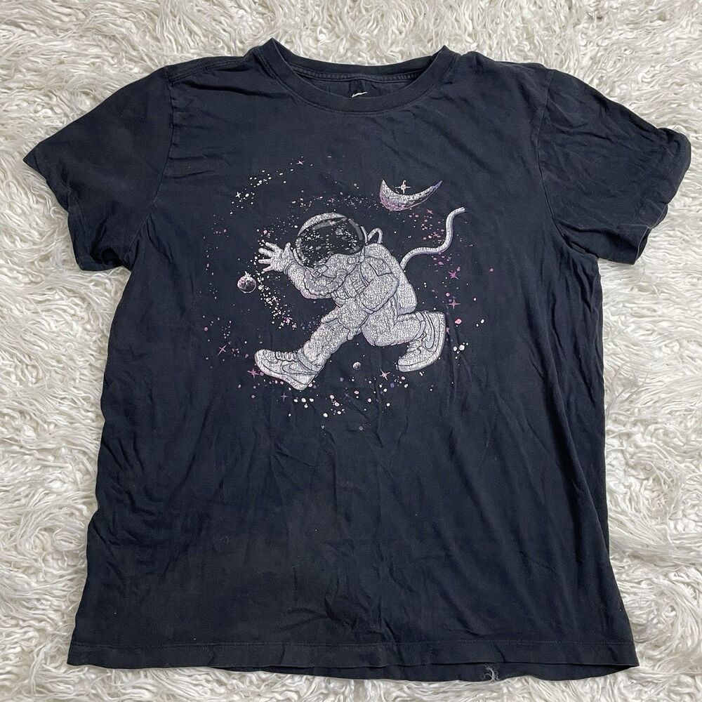 The Nike Tee Air Astronaut Black Multicolored Moon Logo Shirt Size Large